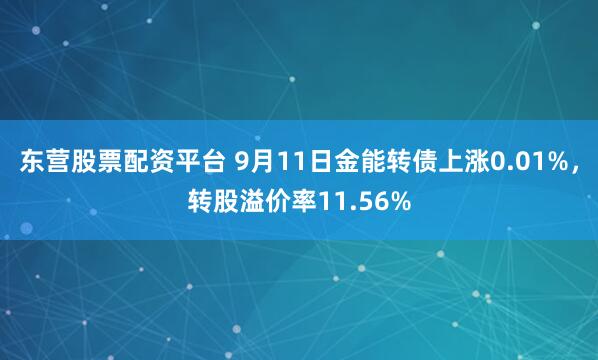 东营股票配资平台 9月11日金能转债上涨0.01%，转股溢价率11.56%