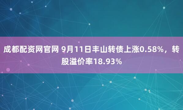 成都配资网官网 9月11日丰山转债上涨0.58%，转股溢价率18.93%