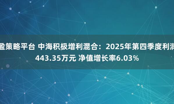 盈策略平台 中海积极增利混合：2025年第四季度利润443.35万元 净值增长率6.03%